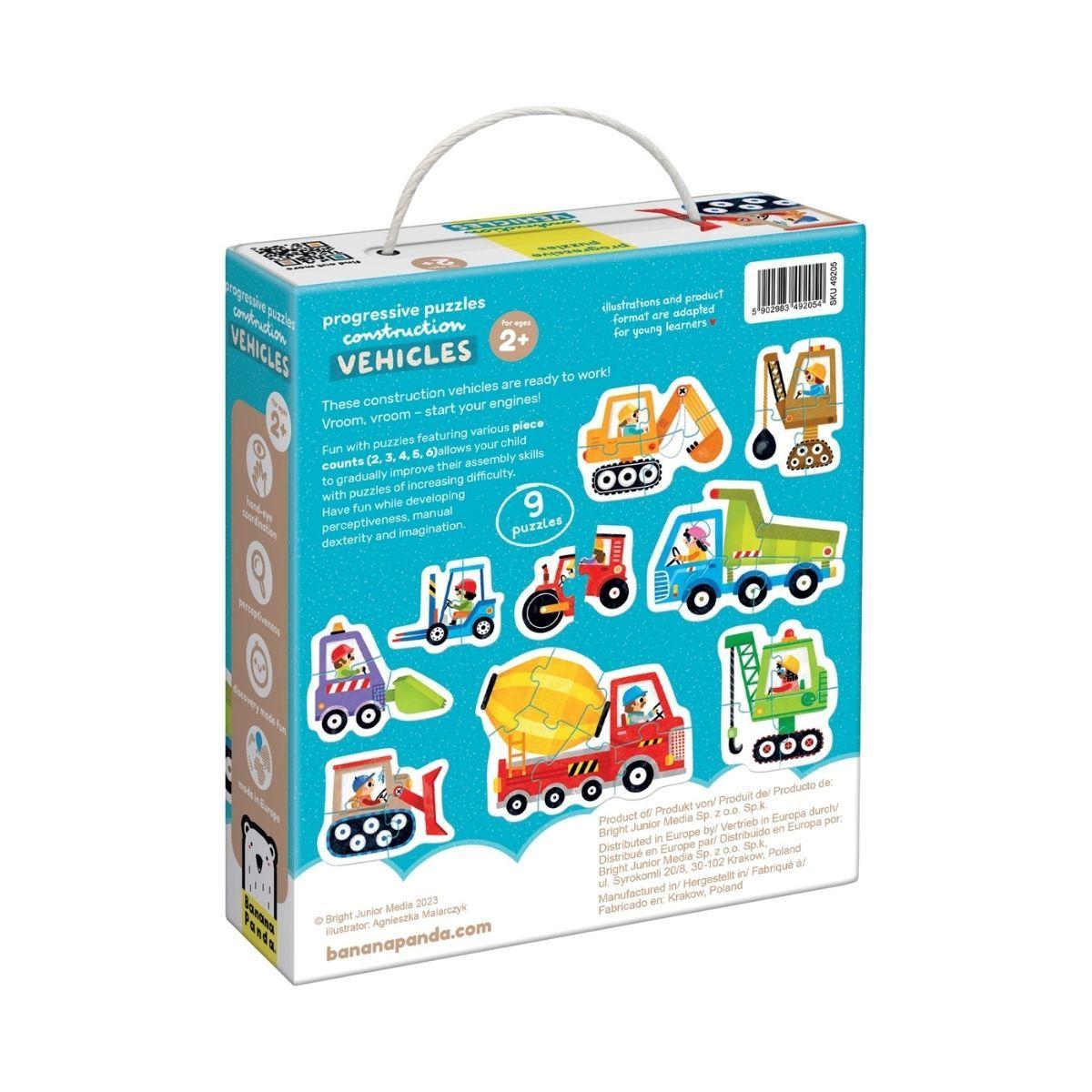 Puzzle Progressive Construction Vehicles 33 piezas,9 puzzles-3