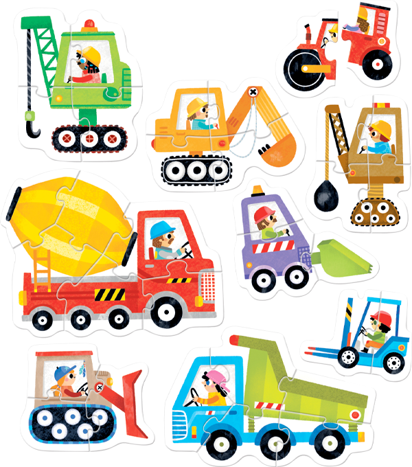 Puzzle Progressive Construction Vehicles 33 piezas,9 puzzles-6