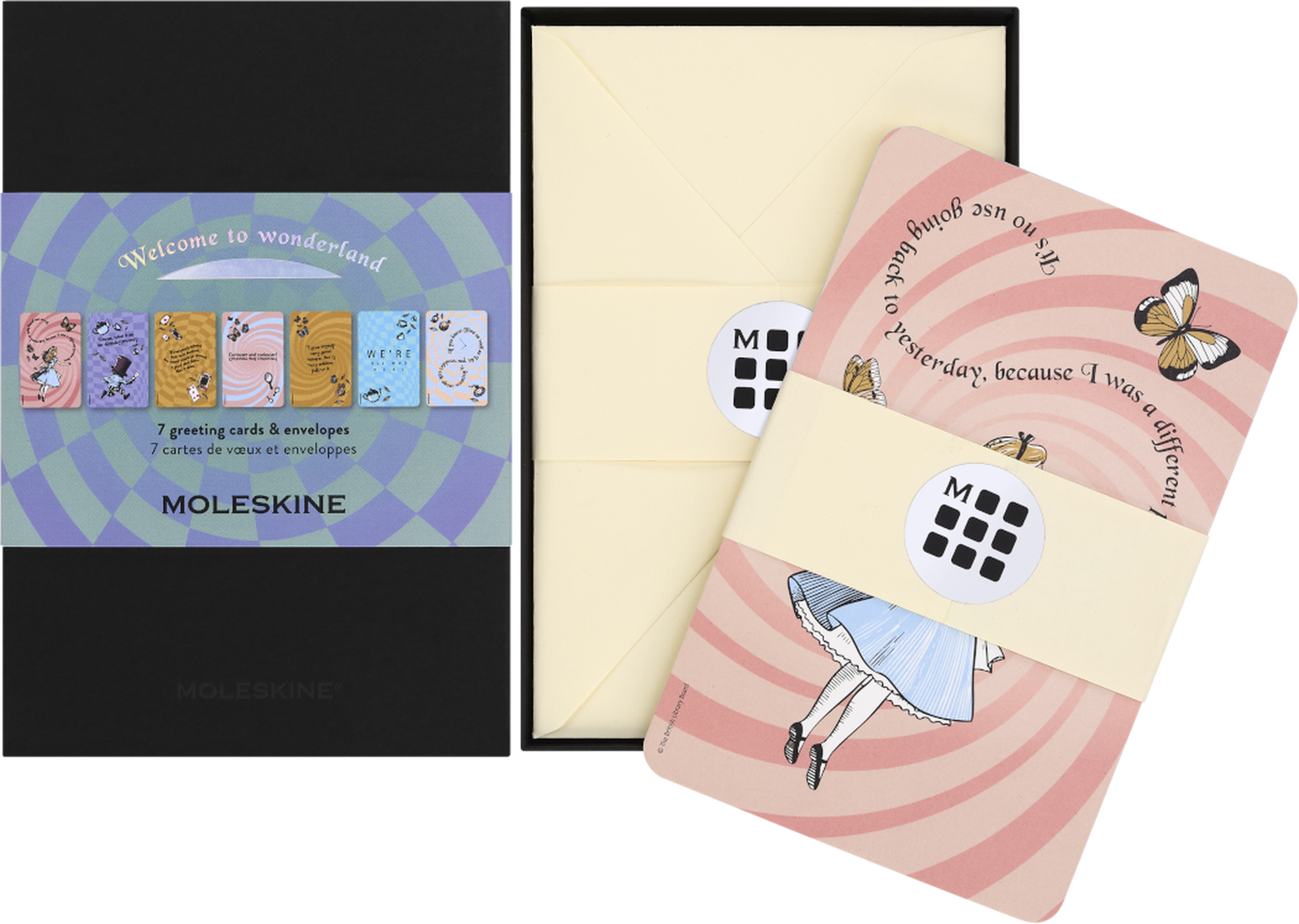 Lote de 7 tarjetas de felicitación con sobres Alicia en el País de las Maravillas-1