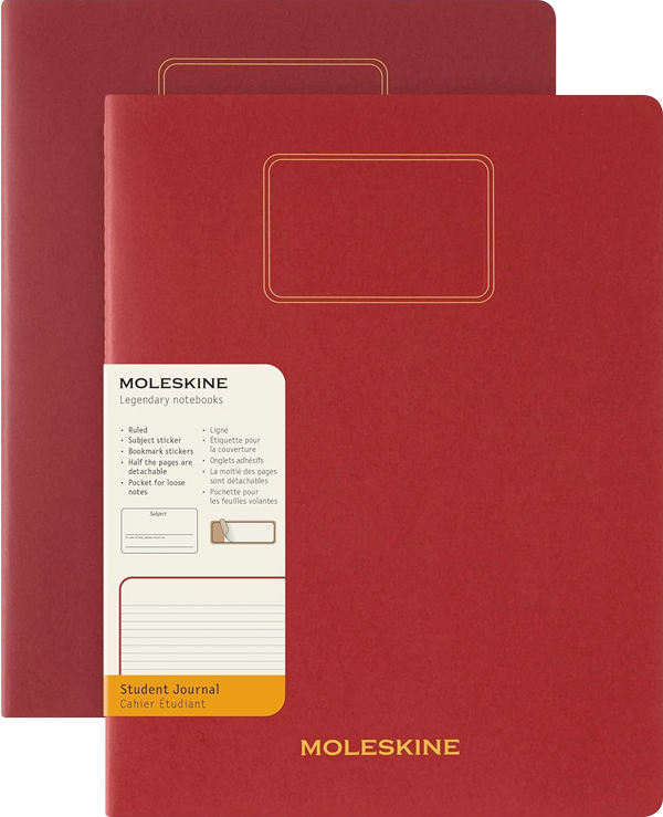 Cuaderno Moleskine estudiante. Set de 2 - Tapa Blanda - XXL - Rojo arándano - De rayas-3