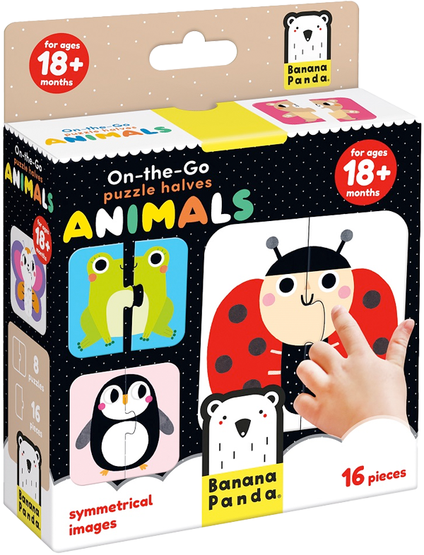Puzzle Halves Animals (16 piezas, 8 puzzles) 18M+-5