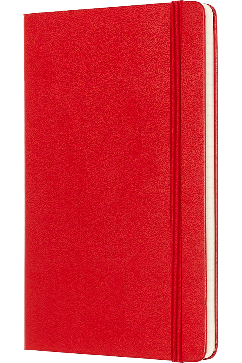 Libreta clásica, tapa dura, grande, roja, rayada-5