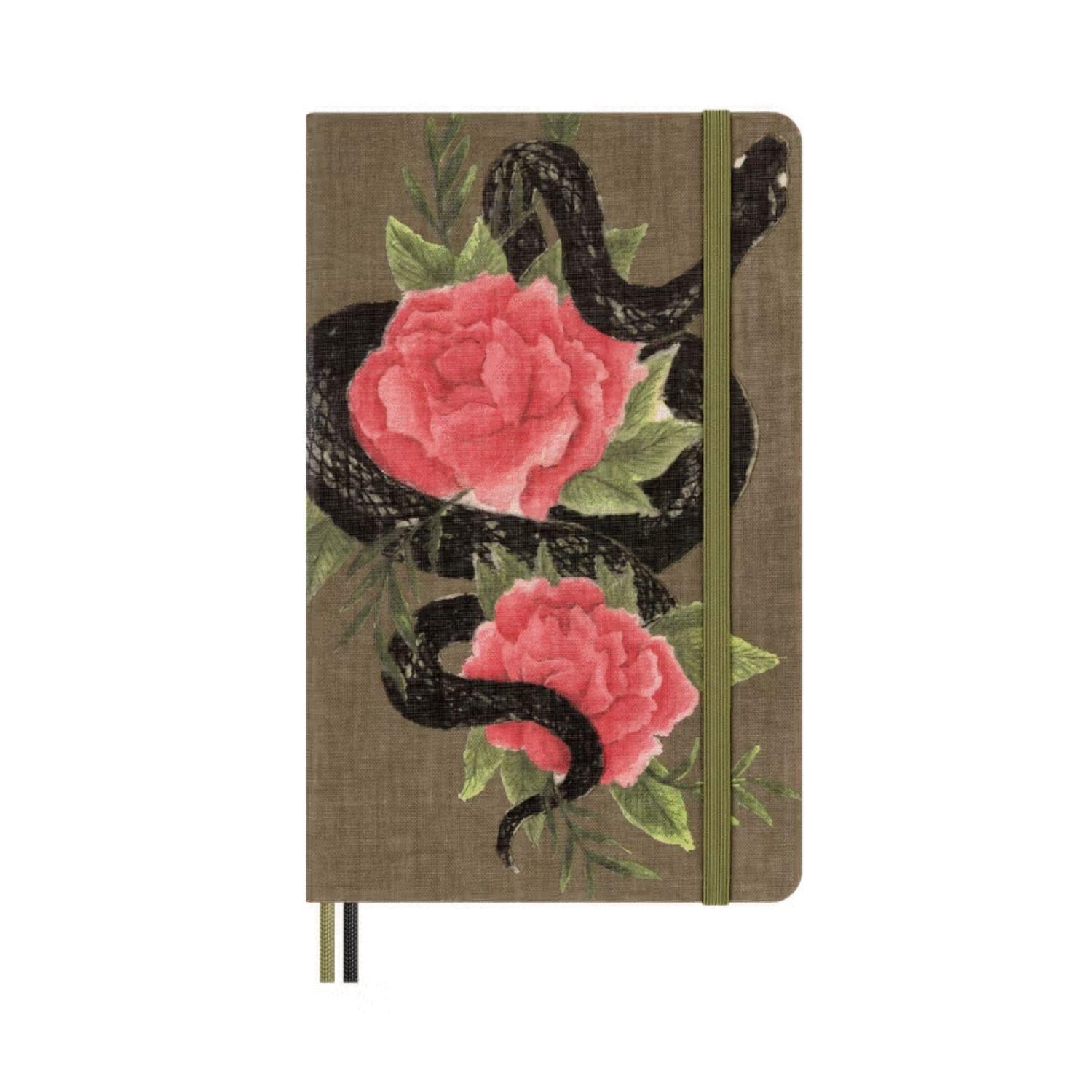 Cuaderno Moleskine Serpiente con rosas café - Tapa dura - Large - De rayas-0