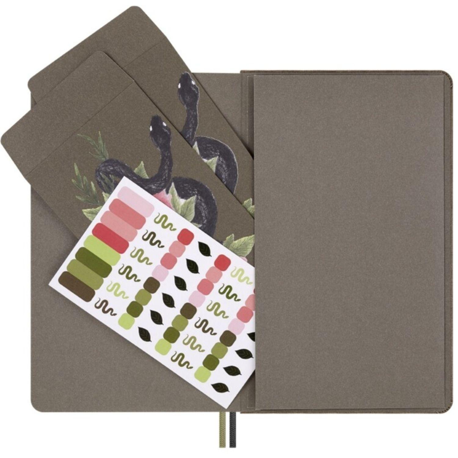 Cuaderno Moleskine Serpiente con rosas café - Tapa dura - Large - De rayas-3