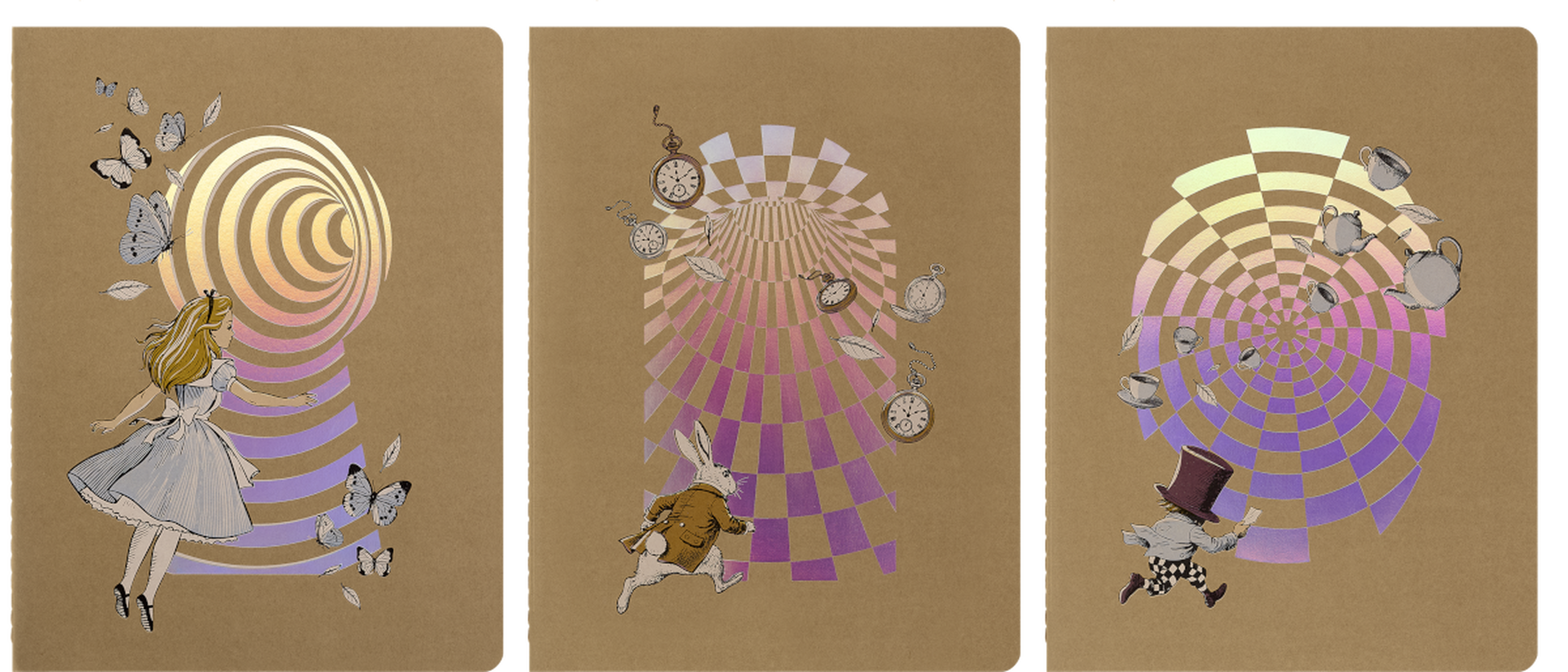 Libretas Cahier - Alicia en el País de las Maravillas - XL - De rayas - Set de 3-0