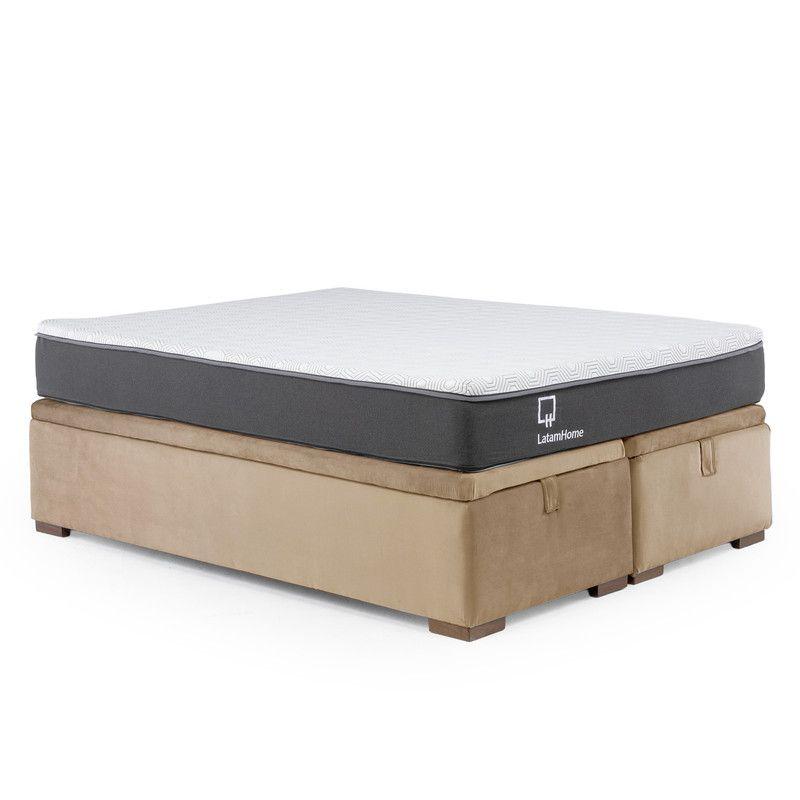 Cama Funcional Boxet 2 Plazas Base Dividida Colchon Resortes New Top Funda Lavable Beige-2