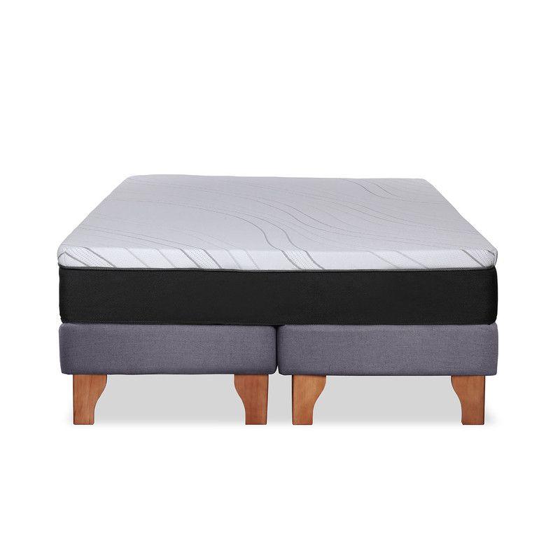 Cama Zen Top Spring  Hybrid Lino Gris Oscuro Super King-5