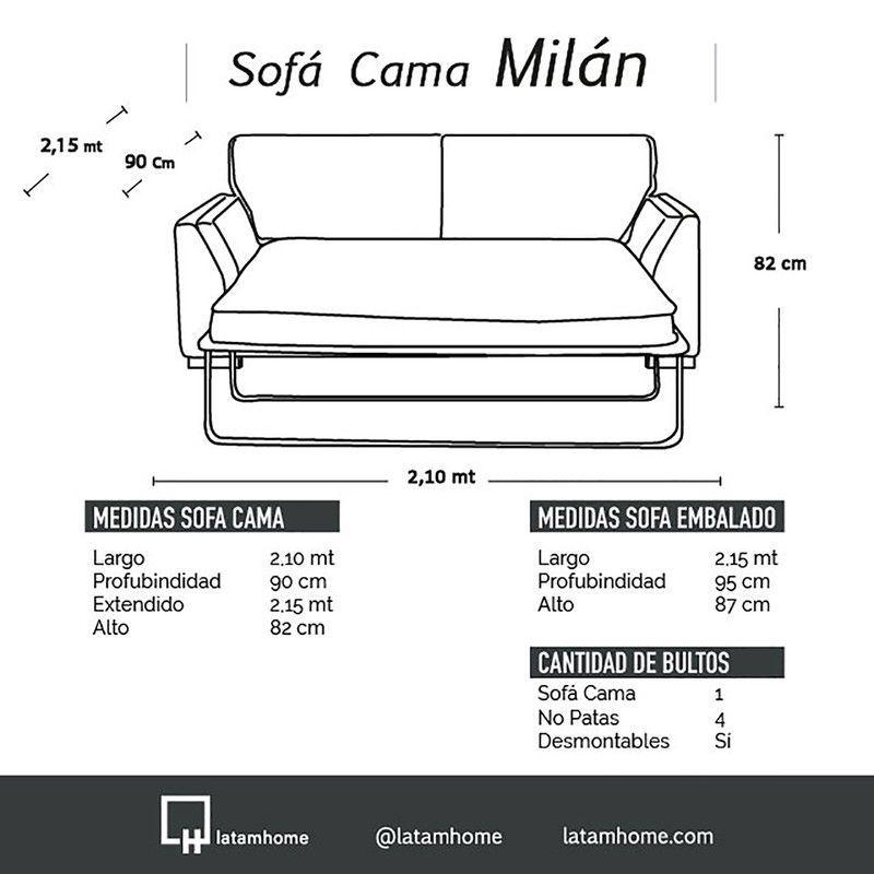 Sofá Cama Milan 2PL Tela Velvet Con Asiento de Resortes Pocket-5