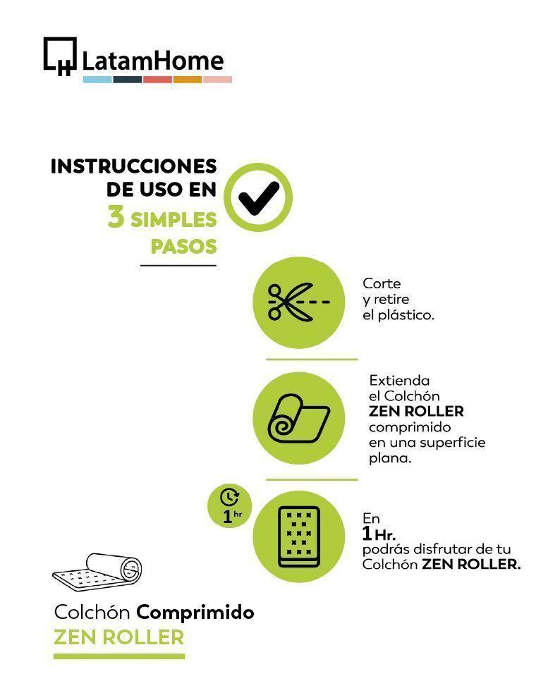 Cama Europea Zen Roller 2 Plazas Colchon Comprimido Espuma Tela Girs-5