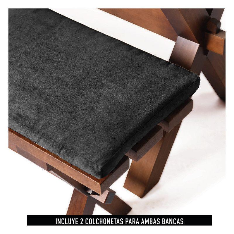 Juego De Comedor Sevilla 2 Sillas Cadiz + 2 Bancas Tela Velvet Negro-5