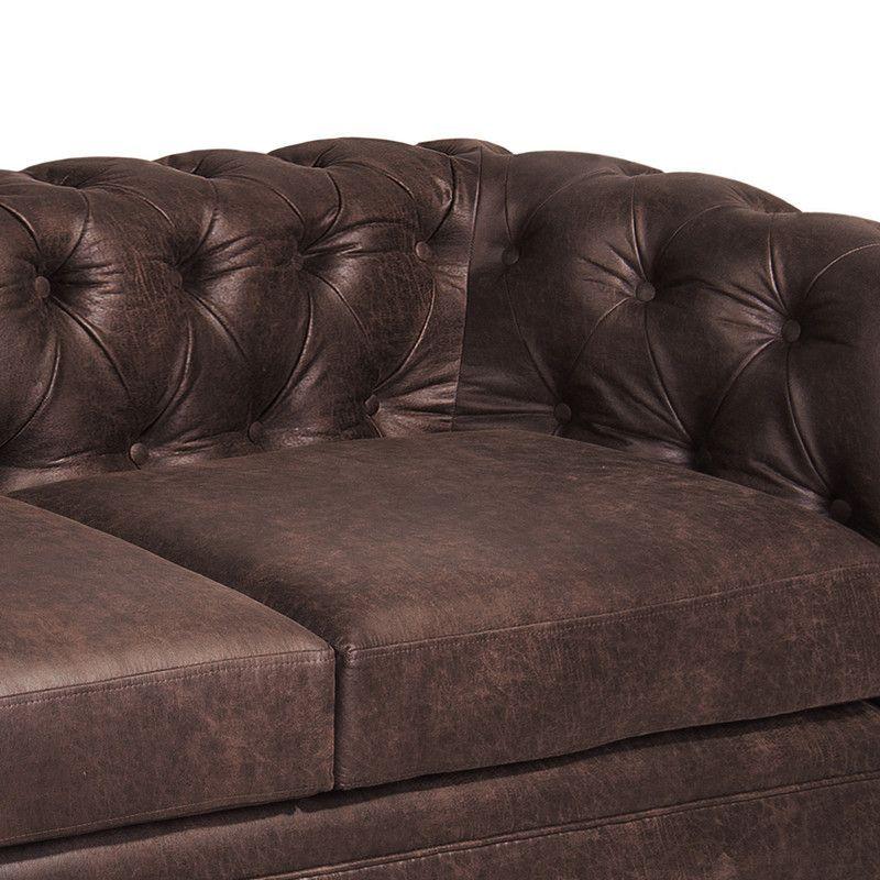 Sofá Florencia 3 Cuerpos Capitoné Cuero Colorado Marron-5