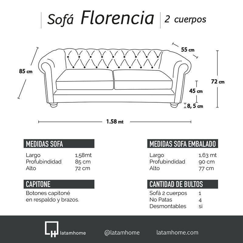 Sofá Florencia 2 Cuerpos Capitoné Cuero Colorado-3