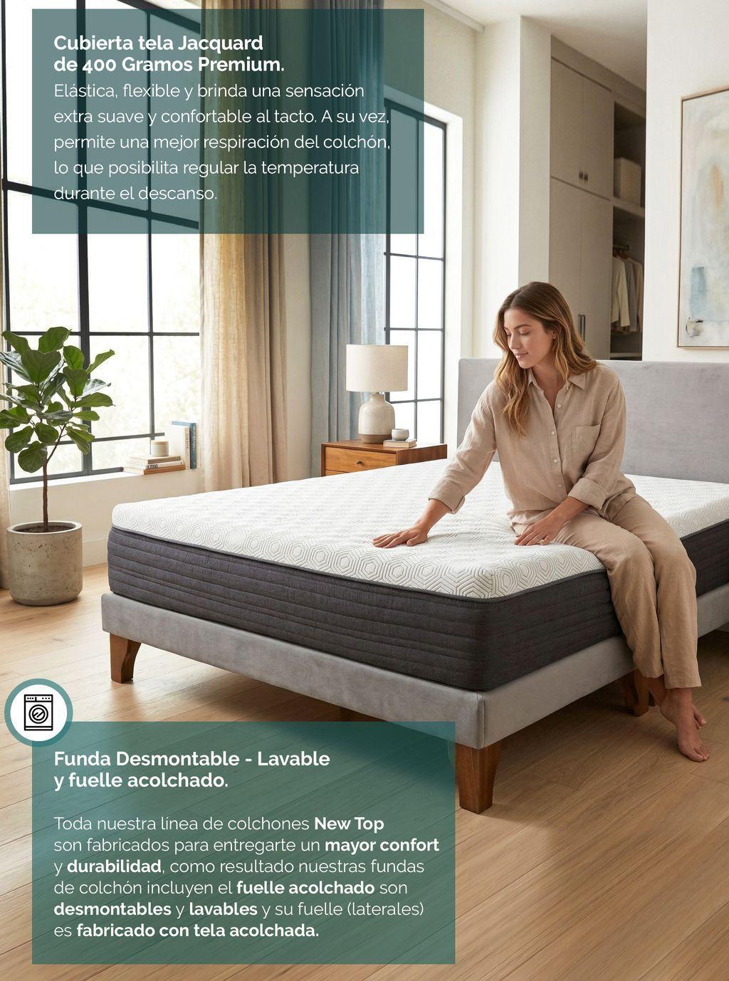 Cama Funcional Boxet Full 1,35 Mt Colchon Resortes New Top Funda Lavable-4