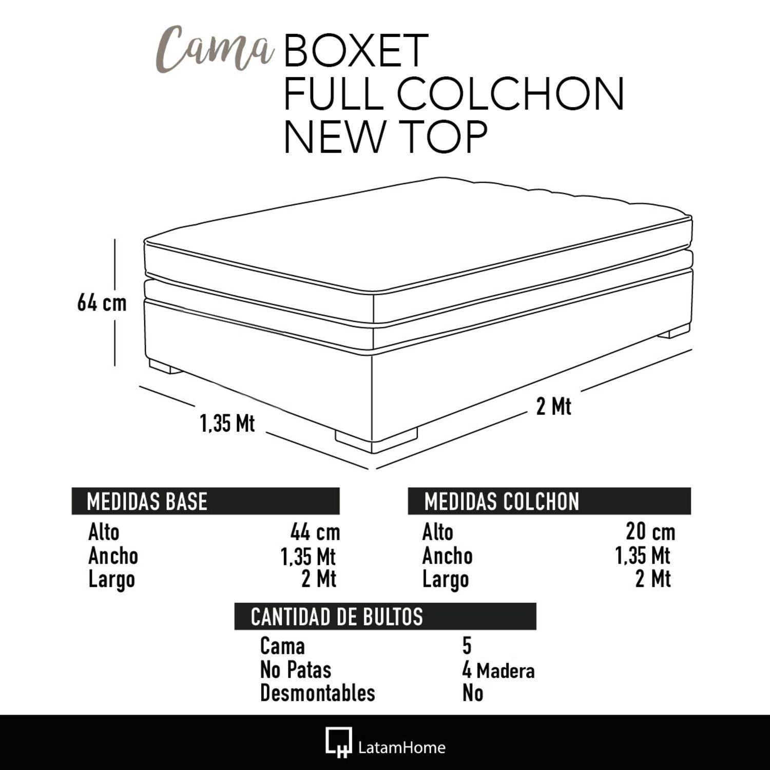 Cama Funcional Boxet Full 1,35 Mt Colchon Resortes New Top Funda Lavable-5
