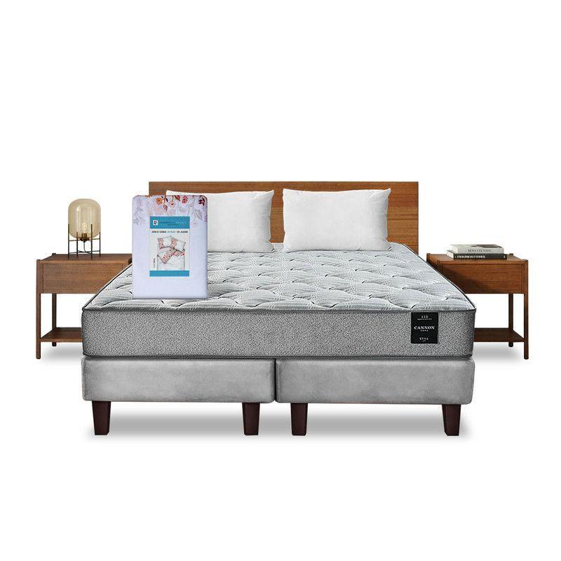 Combo Cama Cannon 2 Plazas Base Dividida Tela + Textil + Respaldo + 2 Veladores Orion-6