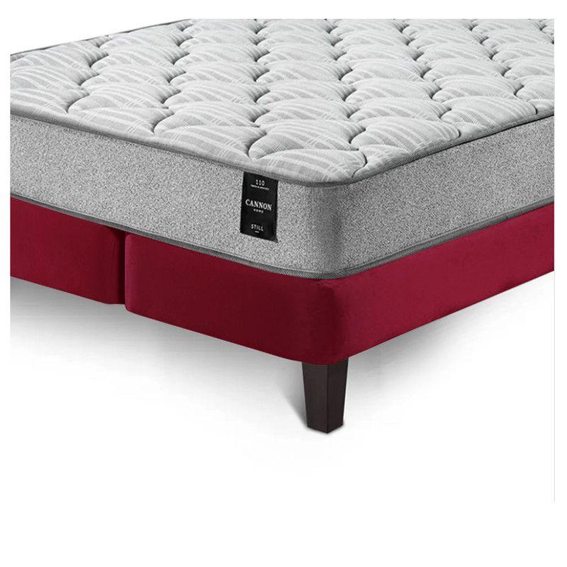 Combo Cama Cannon 2 Plazas Textil + Respaldo Tela Burdeo-7