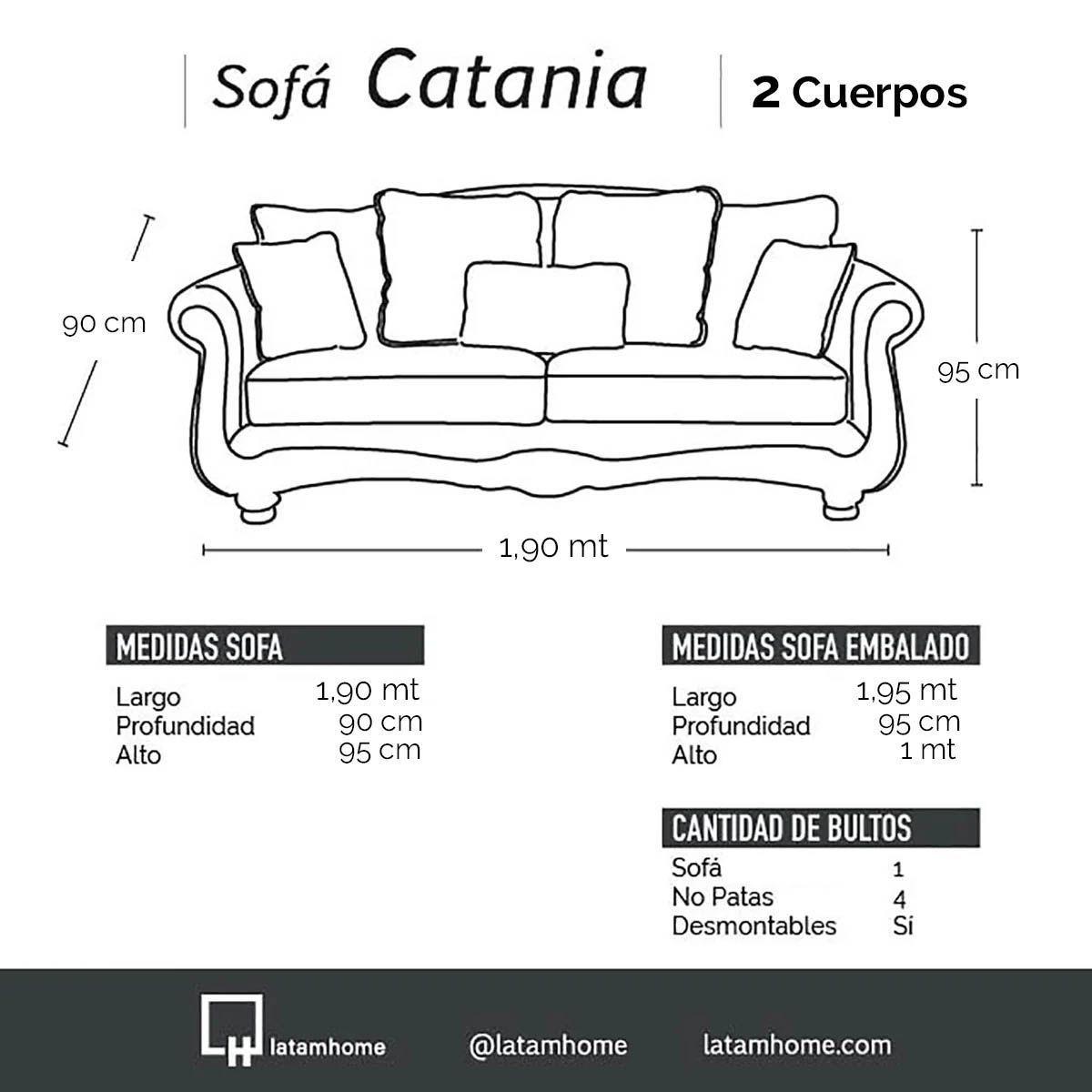 Sofa Catania 2 Cuerpos Clásico Tela Velvet-3