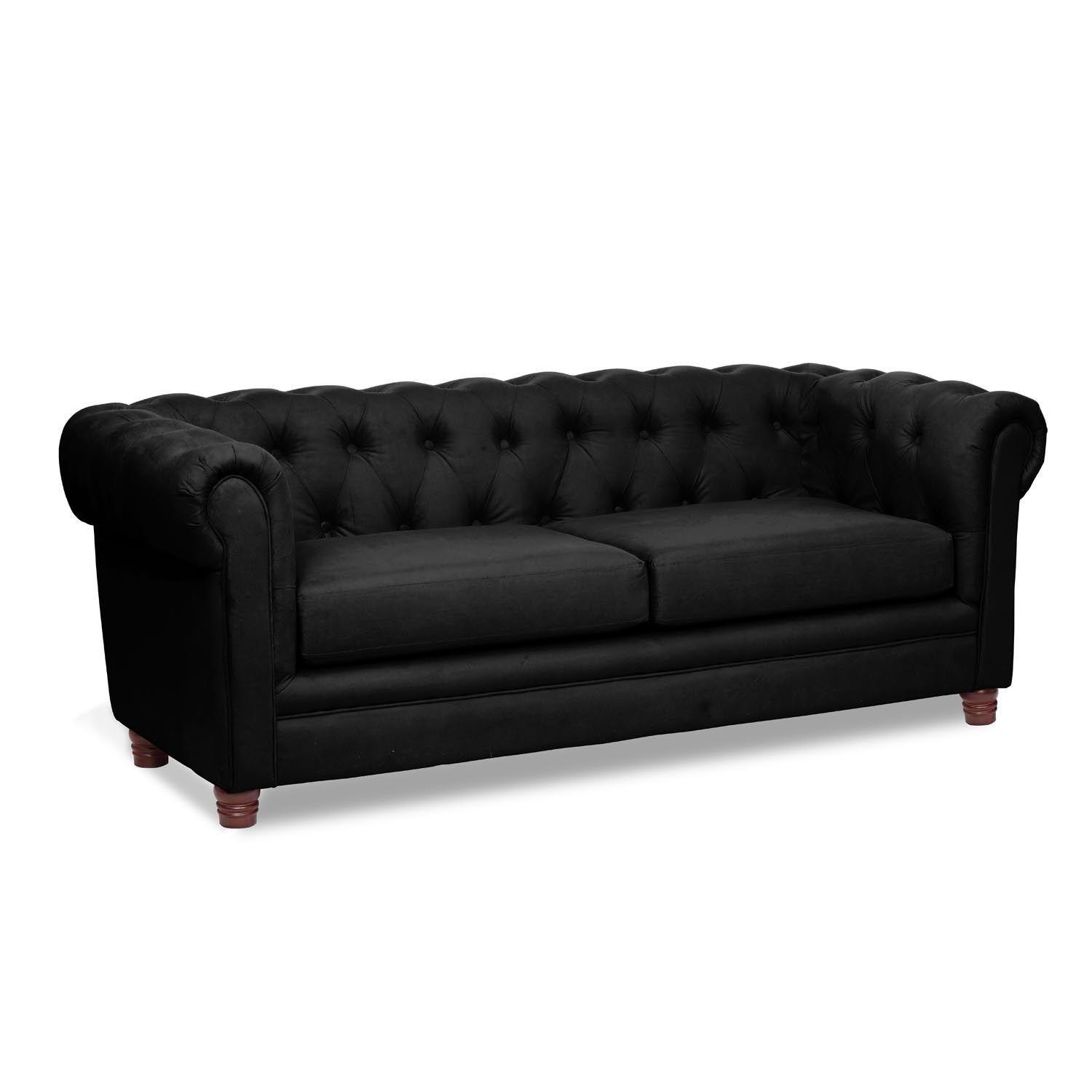 SOFA FLORENCIA 3C TELA VELVET NEGRO-2