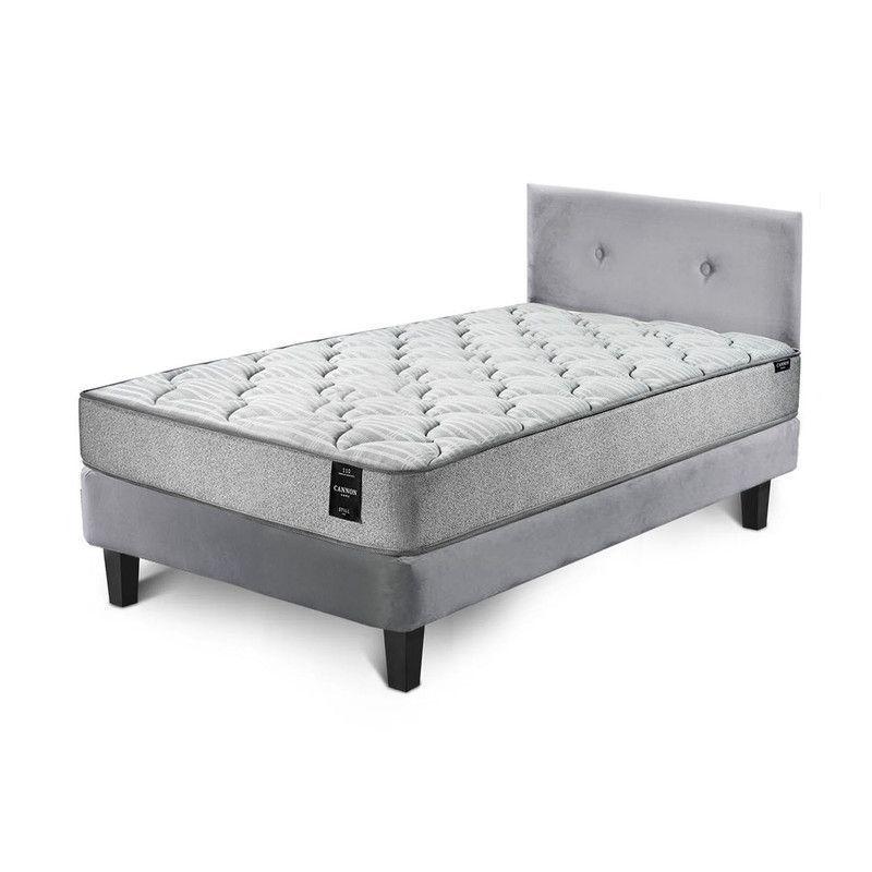 Combo Cama Cannon 1.5 Plazas Textil + Respaldo Tela Velvet-1