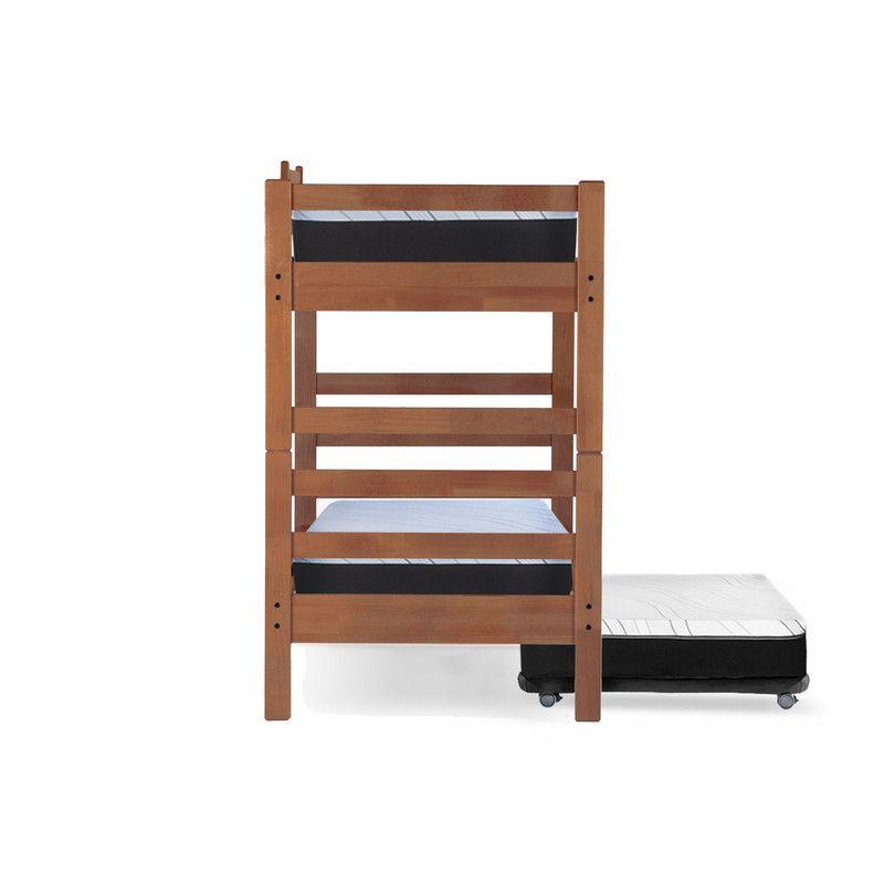 Camarote Triple Zen Negro + Colchones Top Foam Visco 1 Pza Desmontable Madera-2