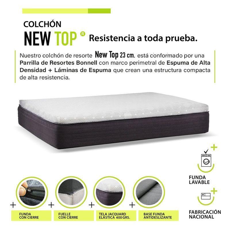 Cama Europea New Top Colchon Resortes 23 Cm 2 Plazas Base Dividida Tela Velvet Turquesa-3