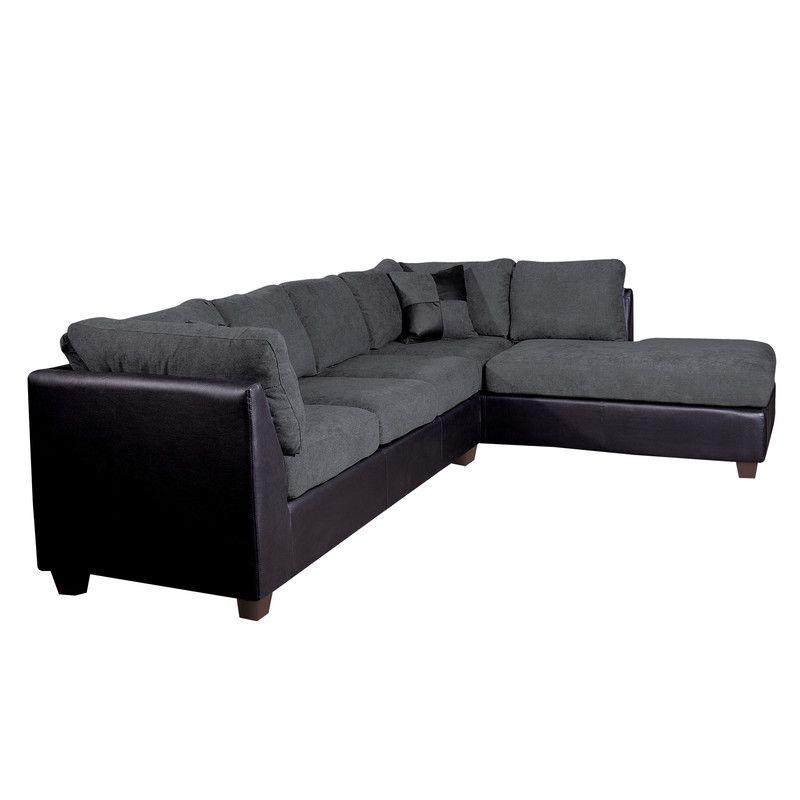 SECCIONAL PADUA DER PU NEGRO/TELA VELVET GRIS-2
