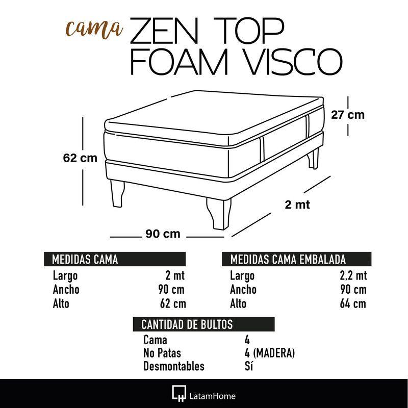 CAMA ZEN TOP FOAM VISCO TELA PISTACHO 1PZA-3