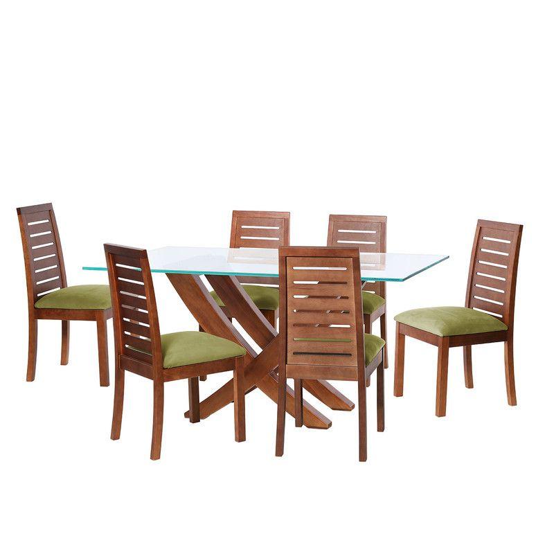 Juego De Comedor Alicante 6 Sillas Tenerife Tela Velvet Pistacho-0