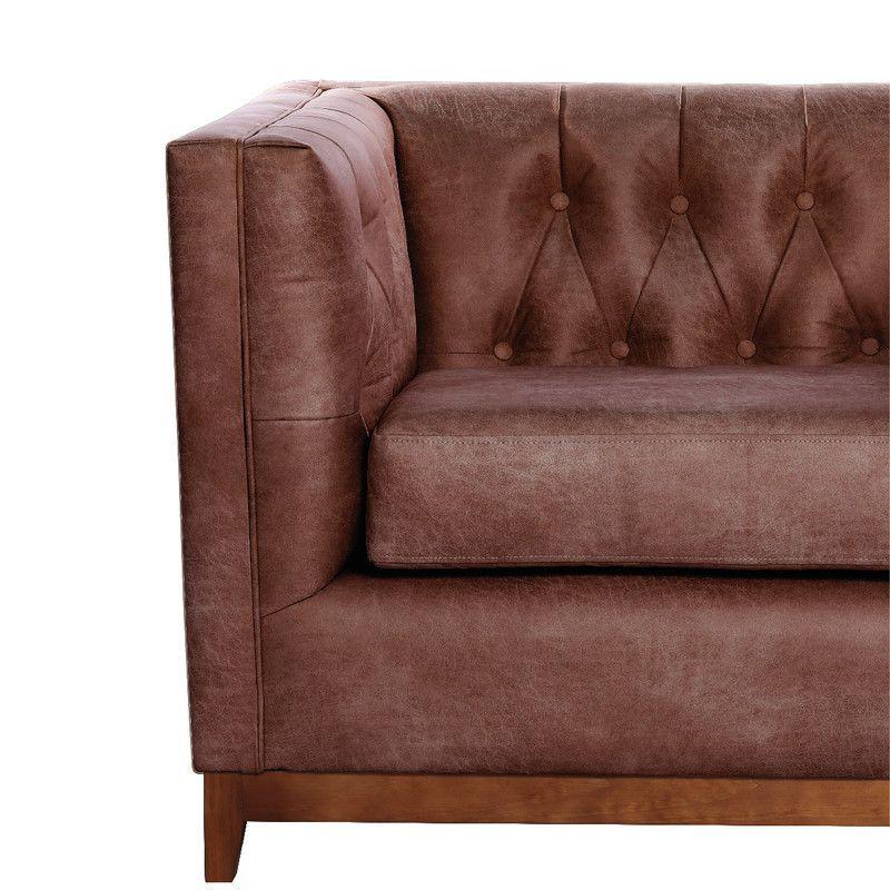 Sofa Roma 2 Cuerpos Capitoné Cuero Colorado-4