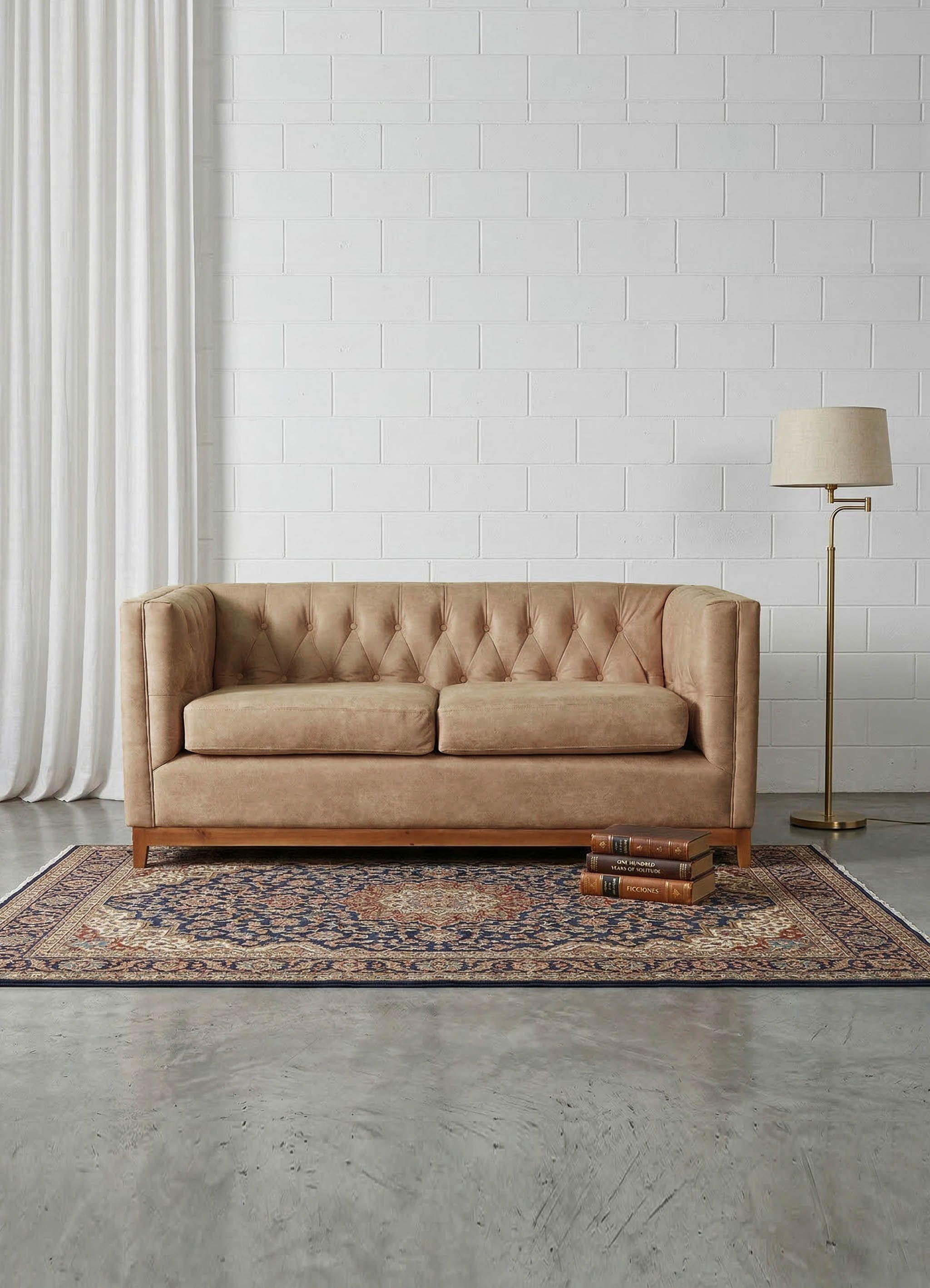 Sofa Roma 2 Cuerpos Capitoné Cuero Colorado-0