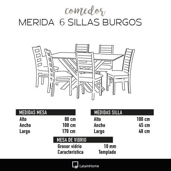 Juego De Comedor Merida 6 Sillas Burgos Cuero Kentucky  Beige-4