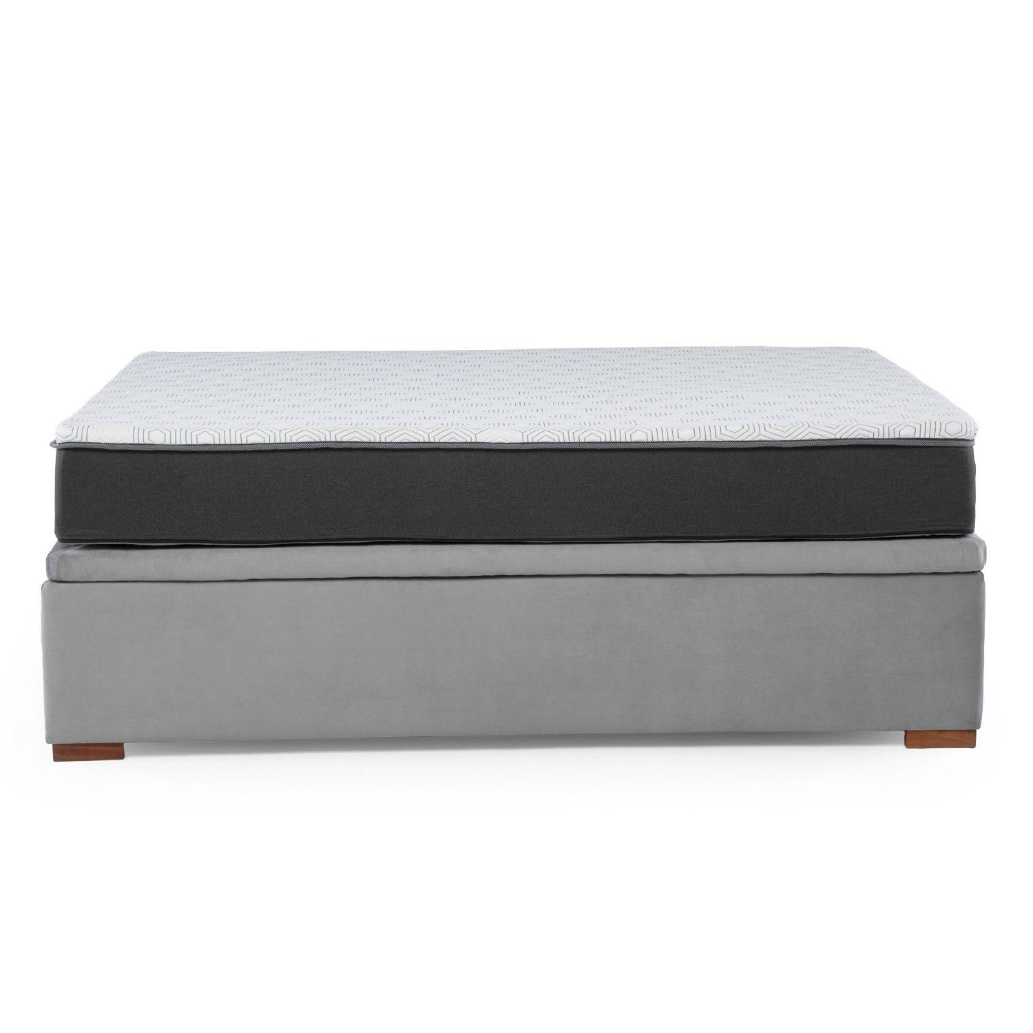 Cama Boxet 1.5 Plazas Colchon Resortes Zen Pro Funda Lavable Tela Gris-6