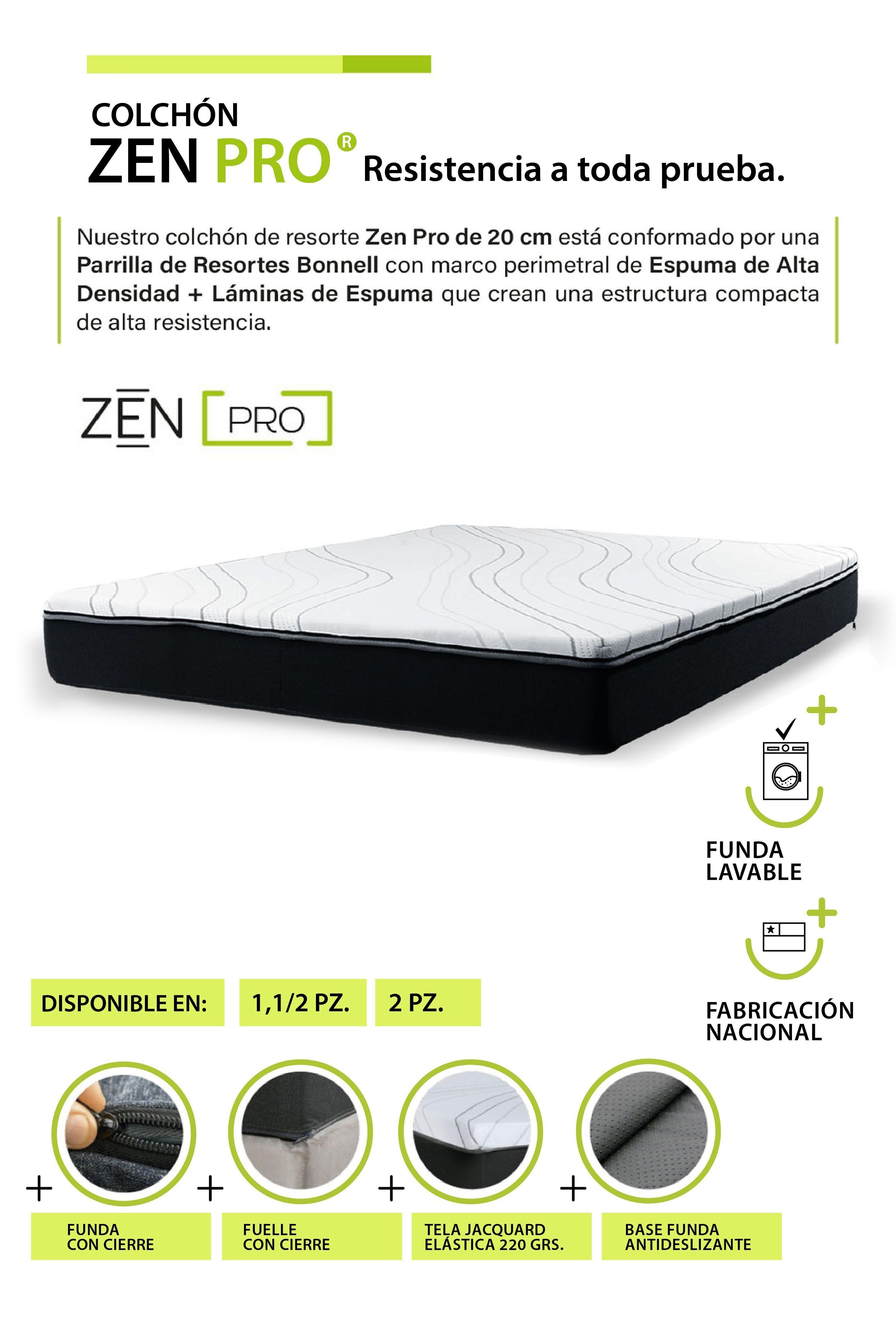  Cama Funcional Boxet 1 1/2 Plaza Colchon Resortes Zen Pro Funda Lavable-5