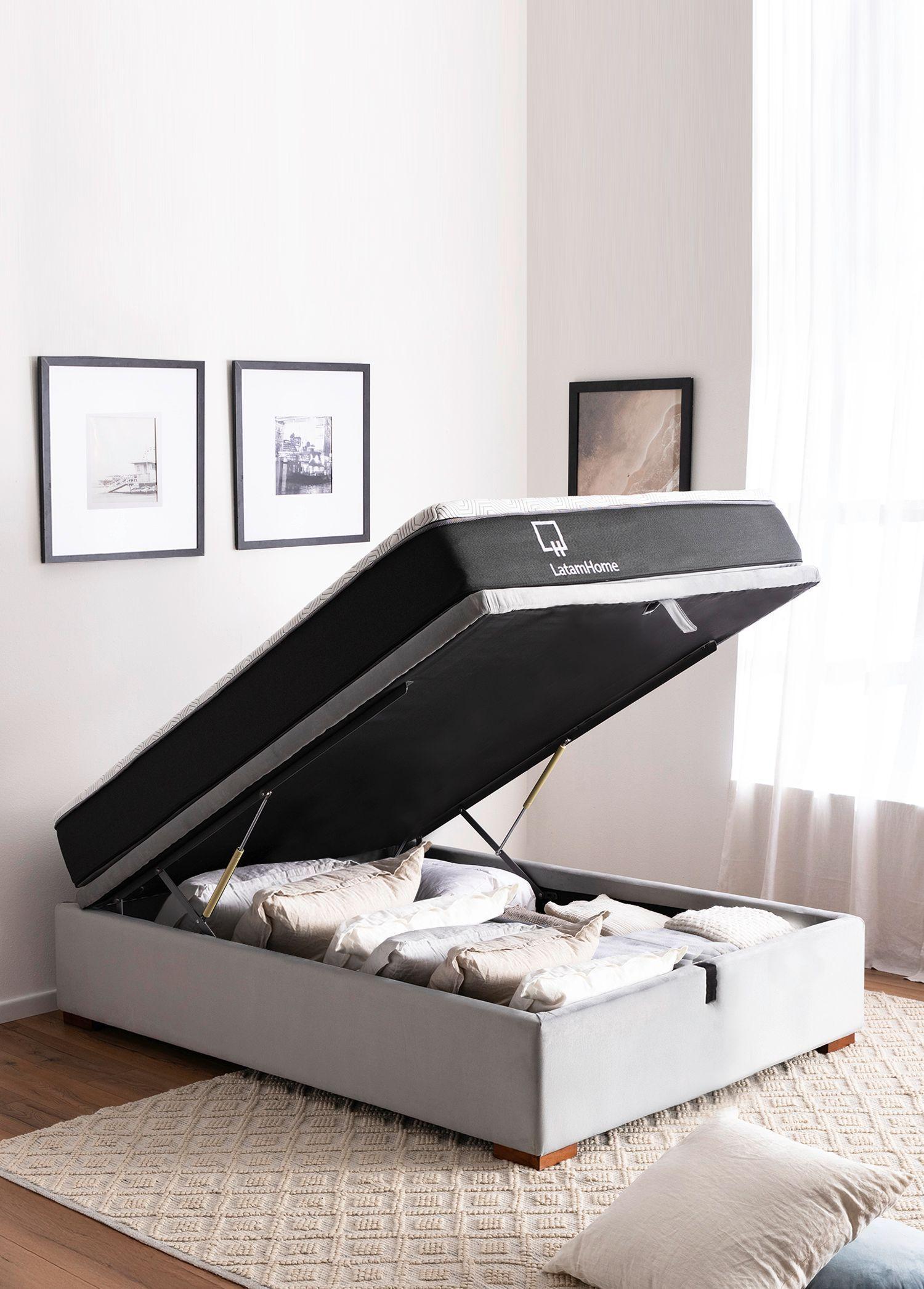  Cama Funcional Boxet 1 1/2 Plaza Colchon Resortes New Top Funda Lavable-0