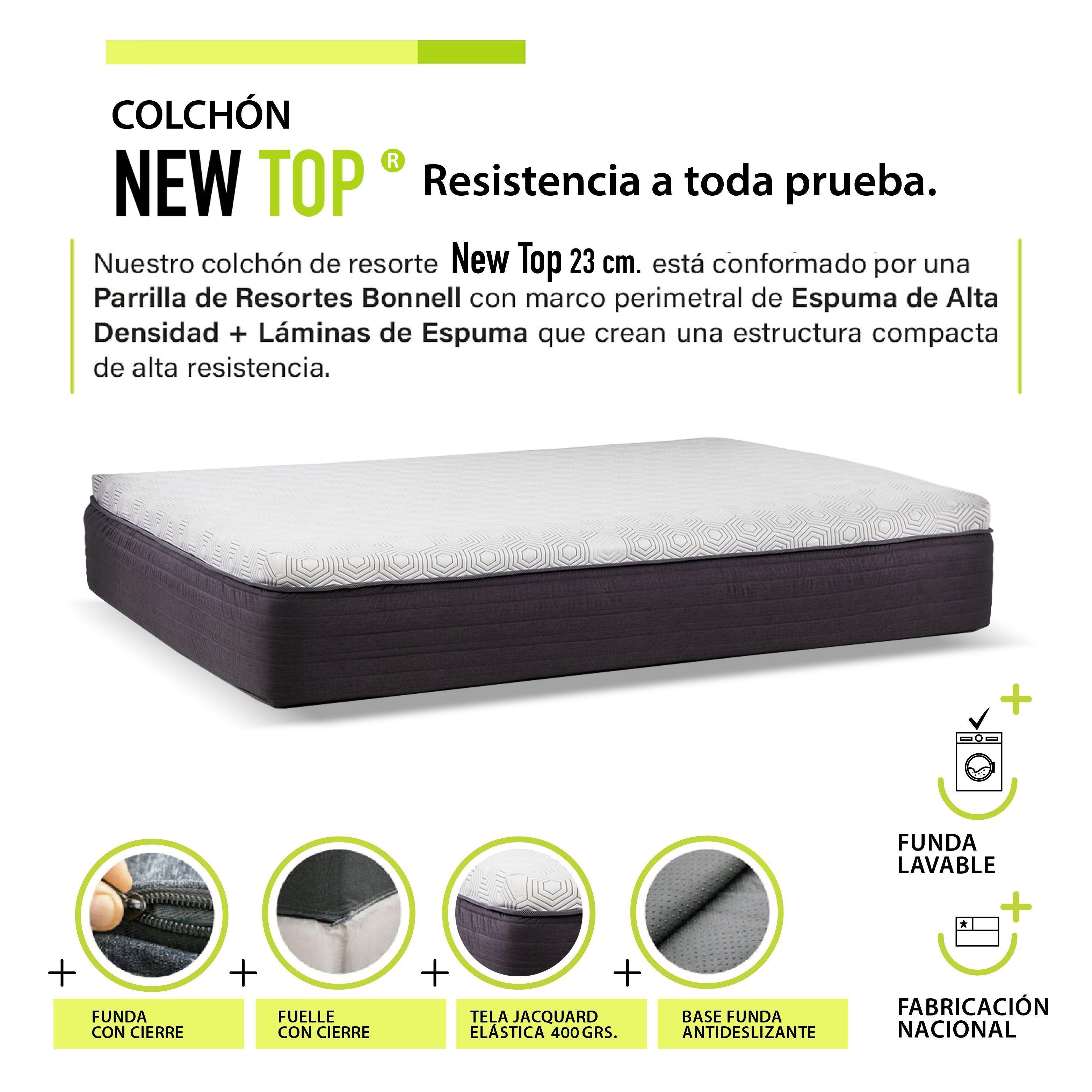  Cama Funcional Boxet 1 1/2 Plaza Colchon Resortes New Top Funda Lavable-5