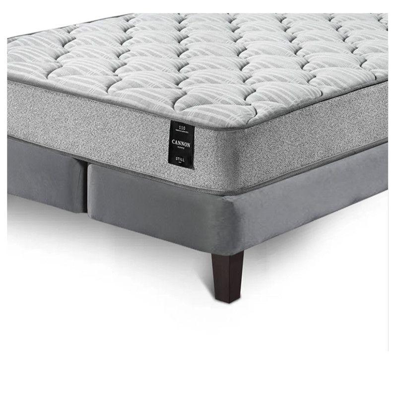Combo Cama Cannon 2 Plazas Textil + Respaldo Tela Gris-2