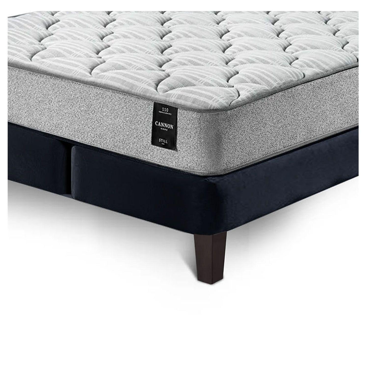 Combo Cama Cannon 2 Plazas Textil + Respaldo Tela Gris-6