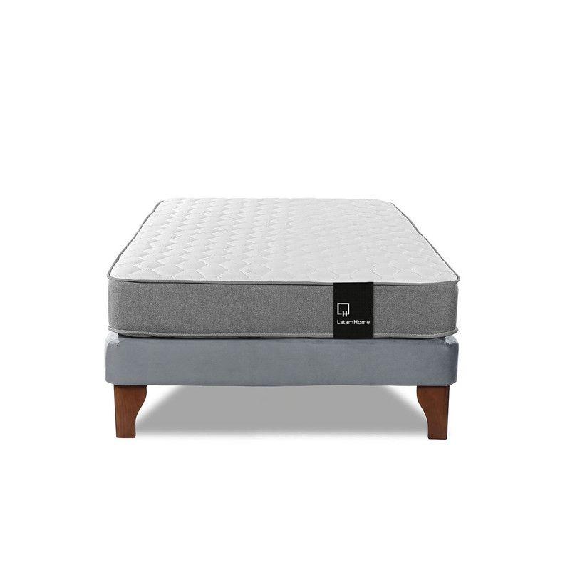 Cama Europea Zen Best 1.5 Plaza Tela Velvet Gris-3