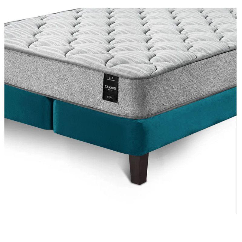 Combo Cama Cannon 2 Plazas Textil + Respaldo Tela Azul Petroleo-7