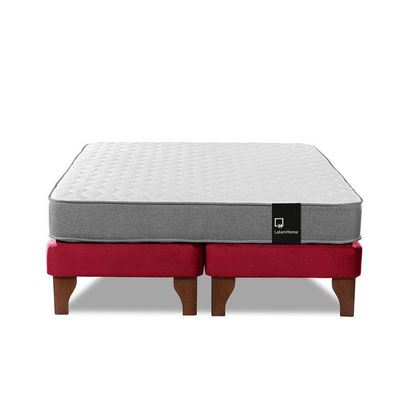 Cama Europea Zen Best Tela Velvet Burdeo 2 Plazas-3