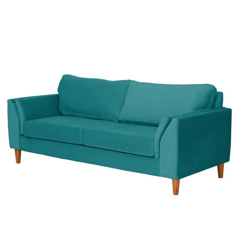 Sofa Milan 3C Con Resortes Pocket Tela Velvet Turquesa-1