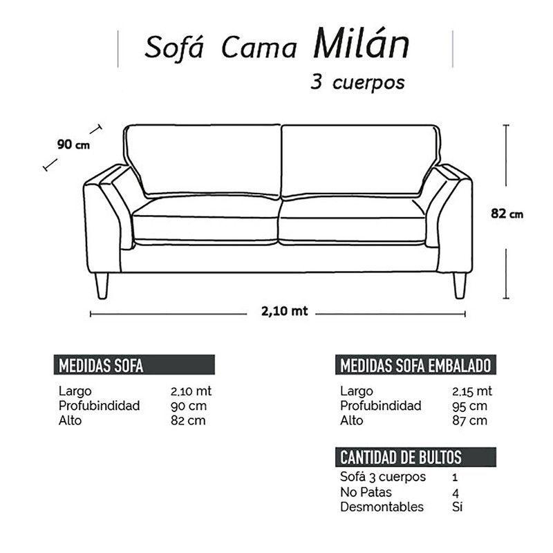 Sofá Milan 3C Tela Velvet Con Asiento de Resortes Pocket-5