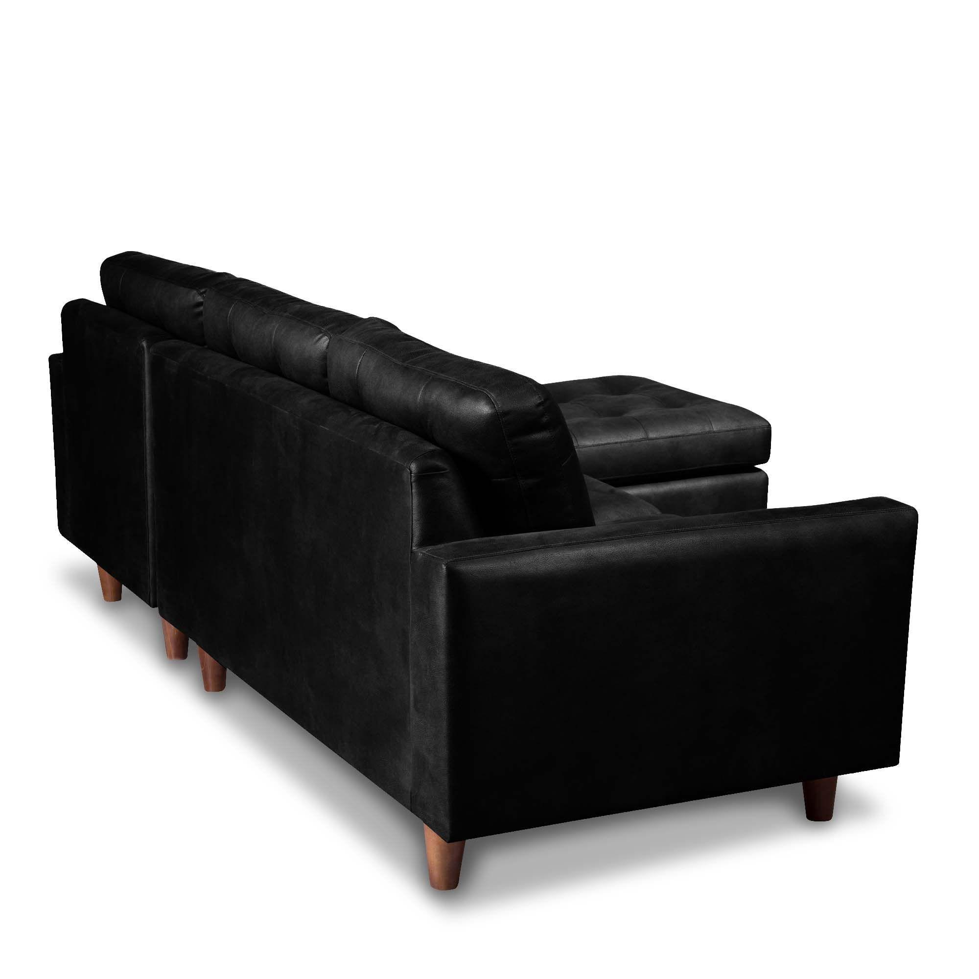 Sofa Seccional Derecho Napoles Cuero Ketucky Negro-3
