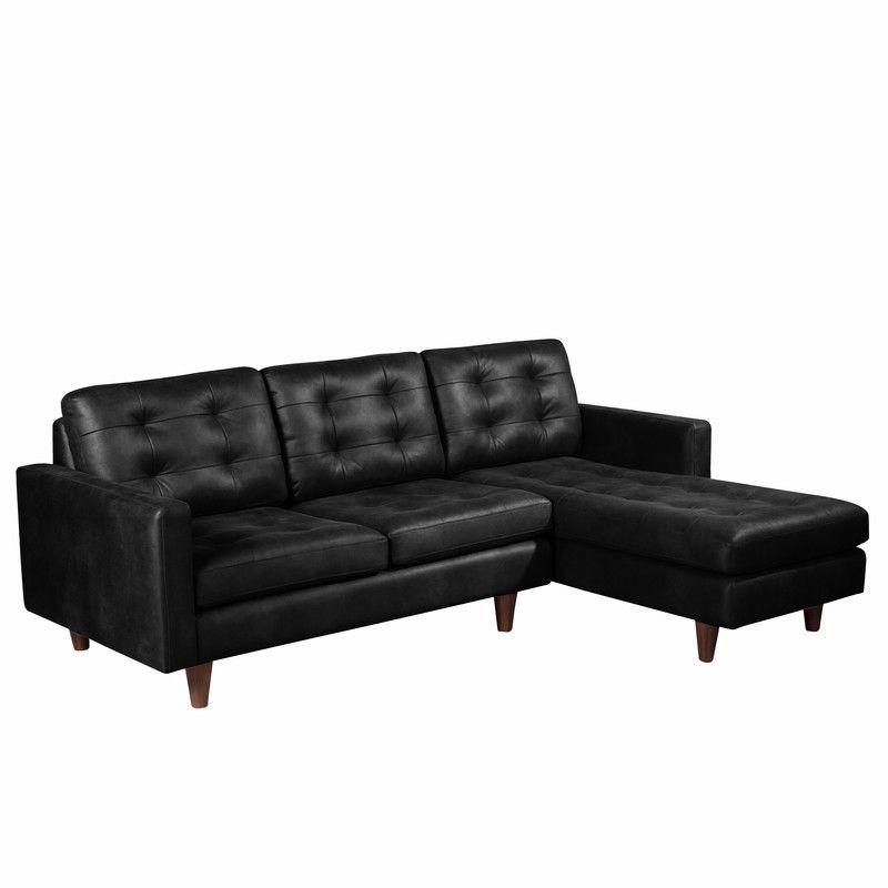 Sofa Seccional Derecho Napoles Cuero Ketucky Negro-3