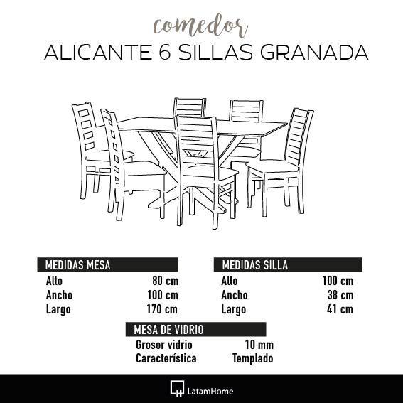 Juego De Comedor Alicante 6 Sillas Granada  Tela Velvet Beige-4
