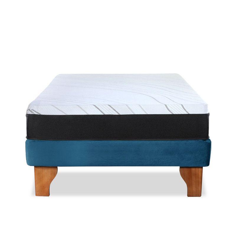 Cama Europea Zen Pro 1.5 Pza Tela Velvet Azul Petroleo-2