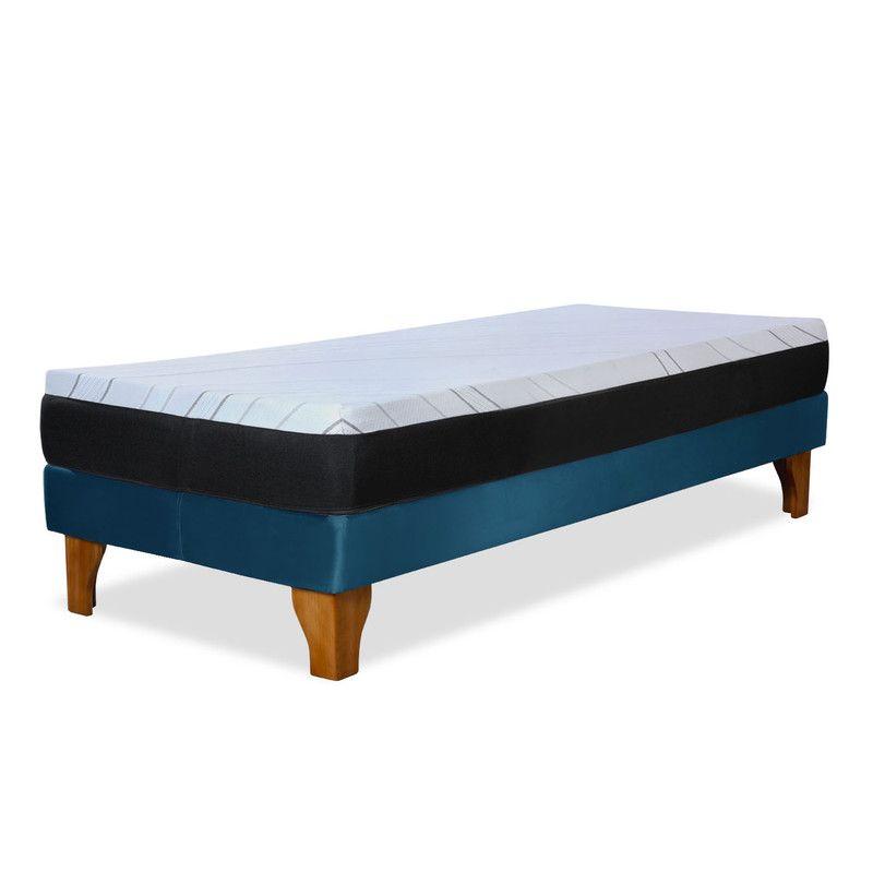 Cama Europea Zen Pro 1.5 Pza Tela Velvet Azul Petroleo-3