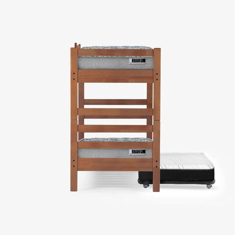 Camarote Triple Zen Negro + Colchones Urban 1 Pza Desmontable Madera-2