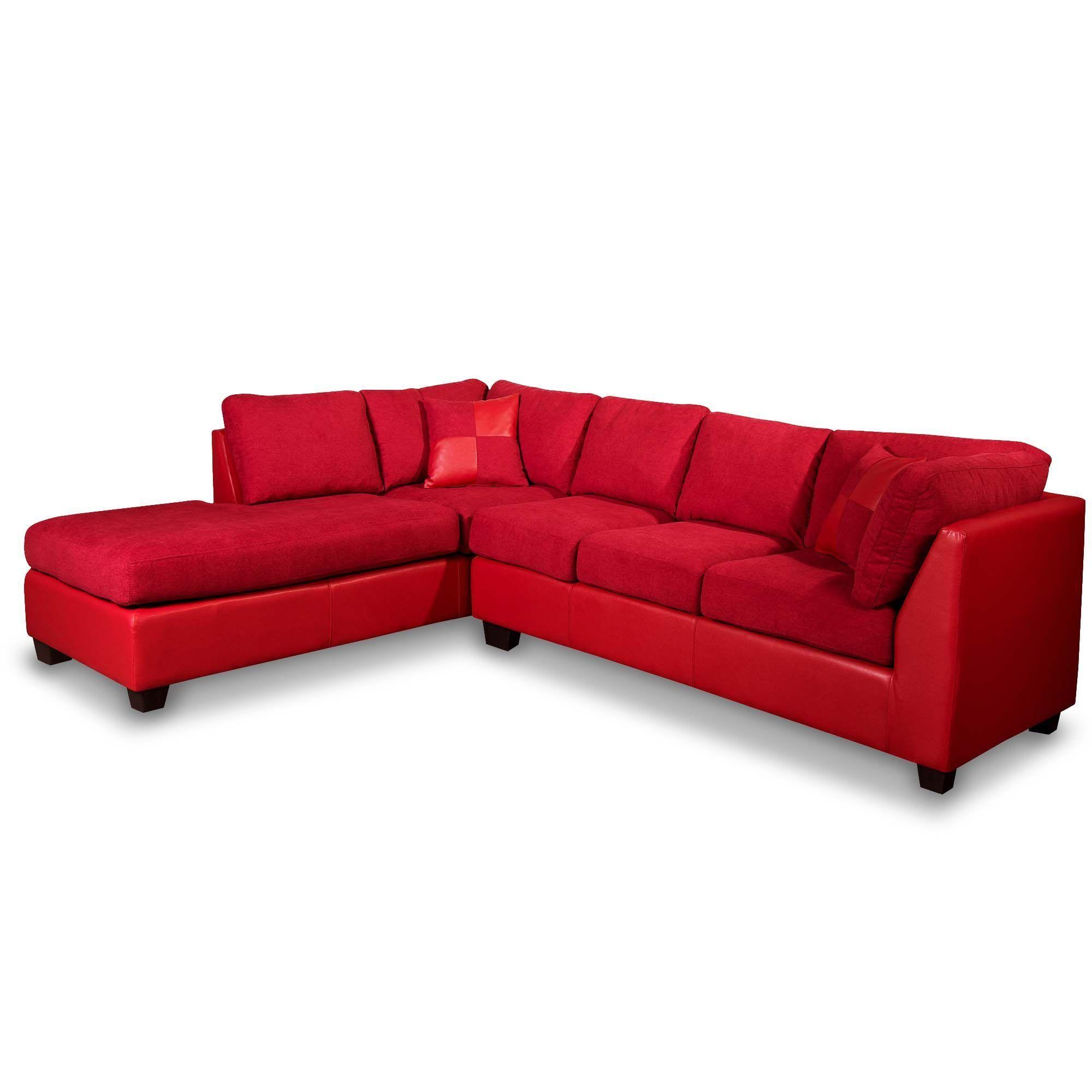 SECCIONAL PADUA IZQ PU ROJO/TELA VELVET BURDEO-2