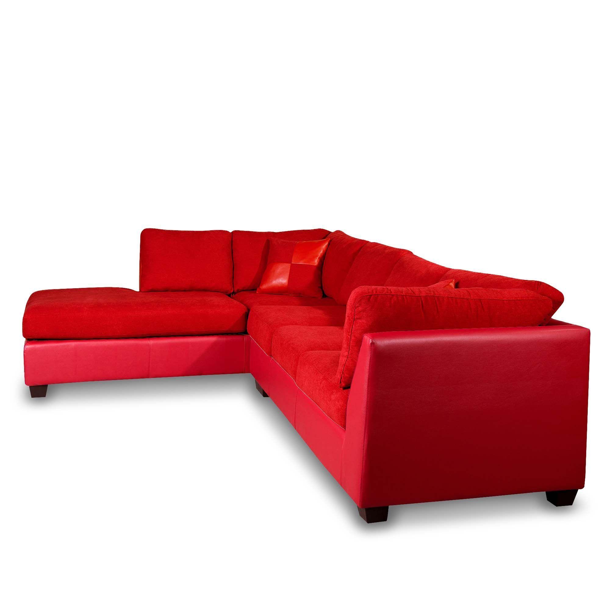 SECCIONAL PADUA IZQ PU ROJO/TELA VELVET BURDEO-3